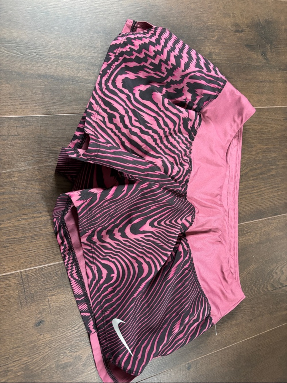 Nike Pink and Black Zebra-Print Running Shorts